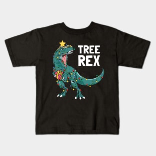 Tree Rex Christmas Xmas Dinosaur Kids T-Shirt